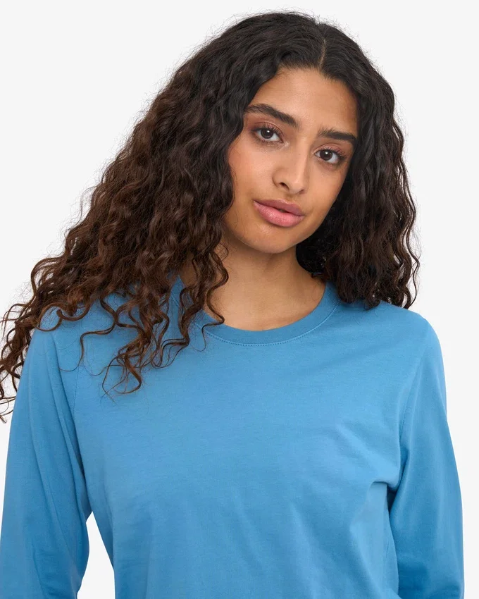 Damen-Bio-T-Shirt mit langem Arm – Seaside Blue