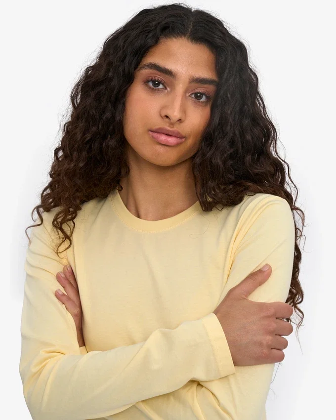Damen-Bio-T-Shirt mit langem Arm – Soft Yellow