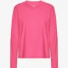 Damen-Bio-T-Shirt mit langen Ärmeln – Bubblegum-Pink