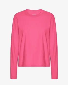Damen-Bio-T-Shirt mit langen Ärmeln – Bubblegum-Pink
