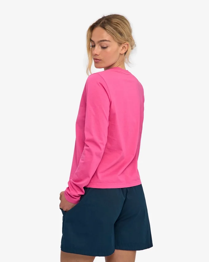 Damen-Bio-T-Shirt mit langen Ärmeln – Bubblegum-Pink