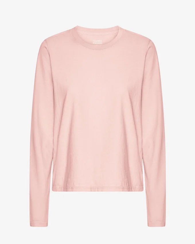 Damen-Bio-T-Shirt mit langen Ärmeln – Faded Pink
