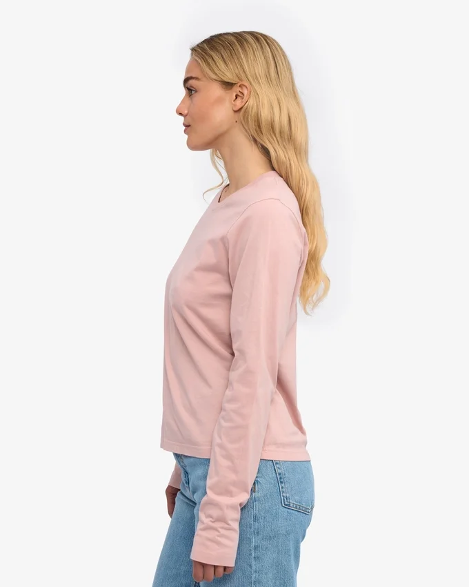 Damen-Bio-T-Shirt mit langen Ärmeln – Faded Pink