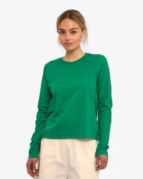 Damen-Bio-T-Shirt mit langen Ärmeln – Kellygrün