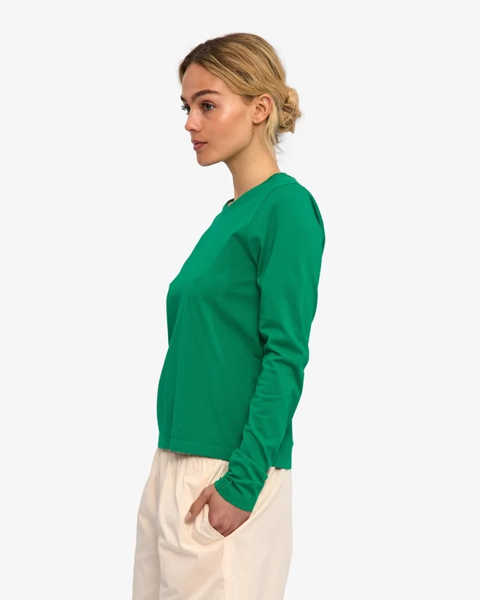 Damen-Bio-T-Shirt mit langen Ärmeln – Kellygrün