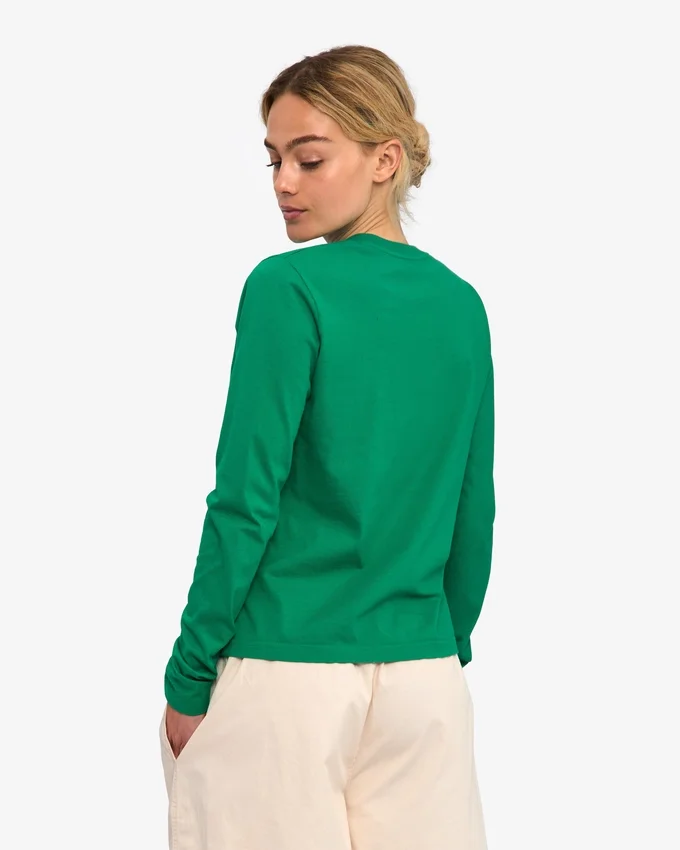 Damen-Bio-T-Shirt mit langen Ärmeln – Kellygrün