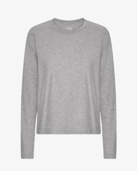 Damen-Bio-T-Shirt mit langen Ärmeln – Meliertgrau