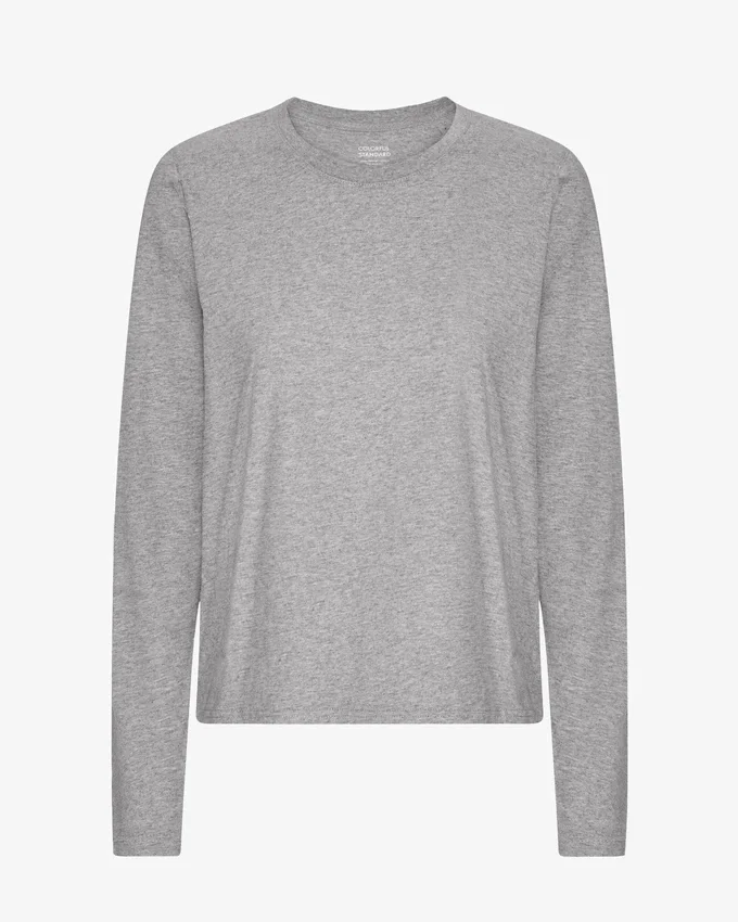 Damen-Bio-T-Shirt mit langen Ärmeln – Meliertgrau