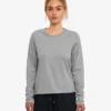 Damen-Bio-T-Shirt mit langen Ärmeln – Meliertgrau