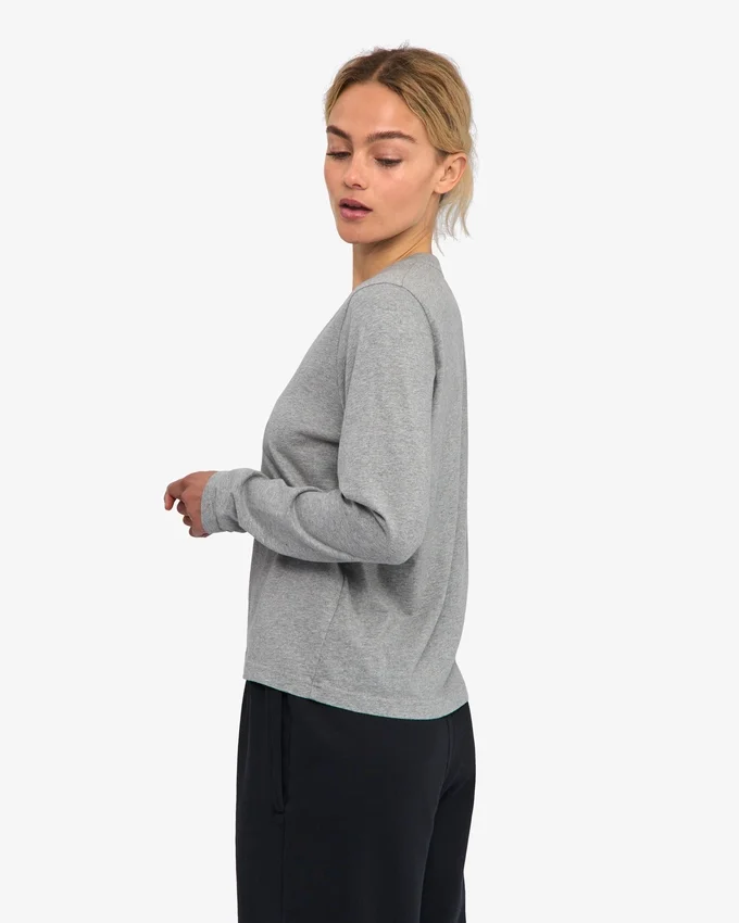 Damen-Bio-T-Shirt mit langen Ärmeln – Meliertgrau