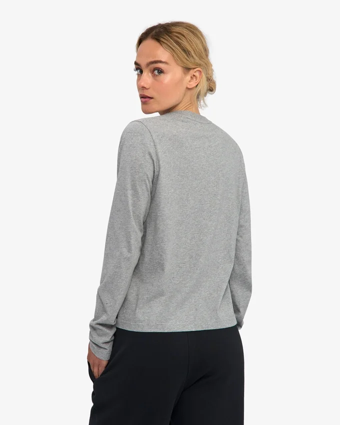 Damen-Bio-T-Shirt mit langen Ärmeln – Meliertgrau