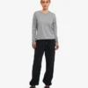 Damen-Bio-T-Shirt mit langen Ärmeln – Meliertgrau