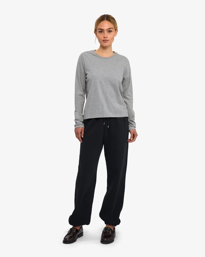 Damen-Bio-T-Shirt mit langen Ärmeln – Meliertgrau