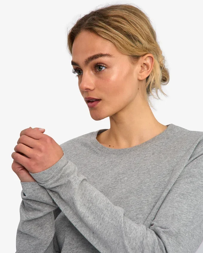 Damen-Bio-T-Shirt mit langen Ärmeln – Meliertgrau