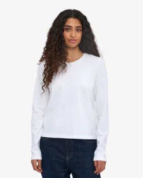 Damen-Bio-T-Shirt mit langen Ärmeln – Optisches Weiß