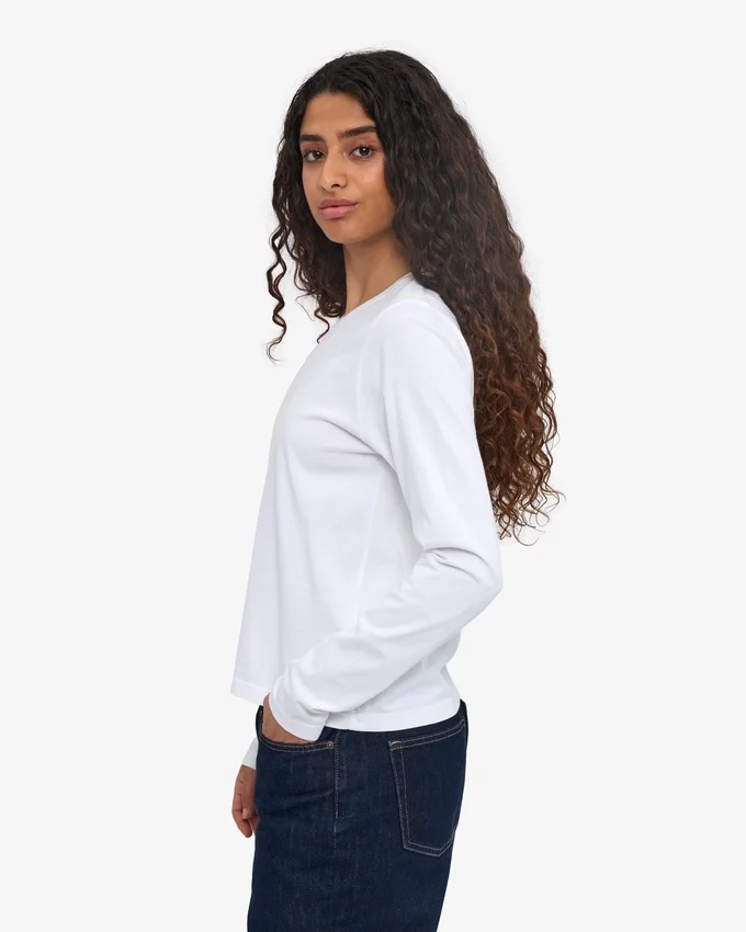 Damen-Bio-T-Shirt mit langen Ärmeln – Optisches Weiß