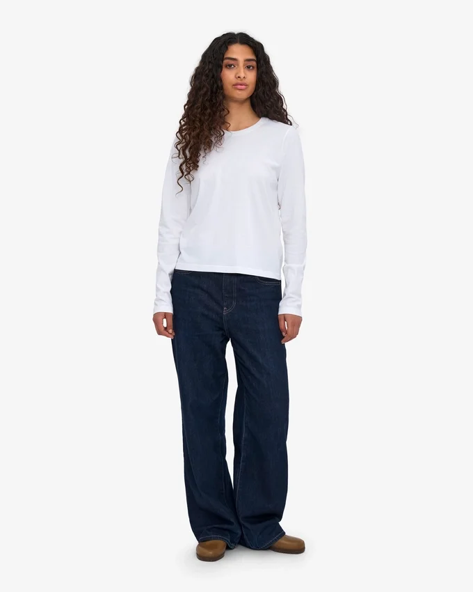 Damen-Bio-T-Shirt mit langen Ärmeln – Optisches Weiß