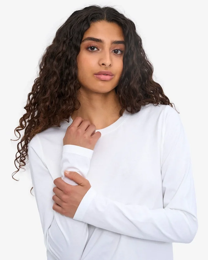 Damen-Bio-T-Shirt mit langen Ärmeln – Optisches Weiß
