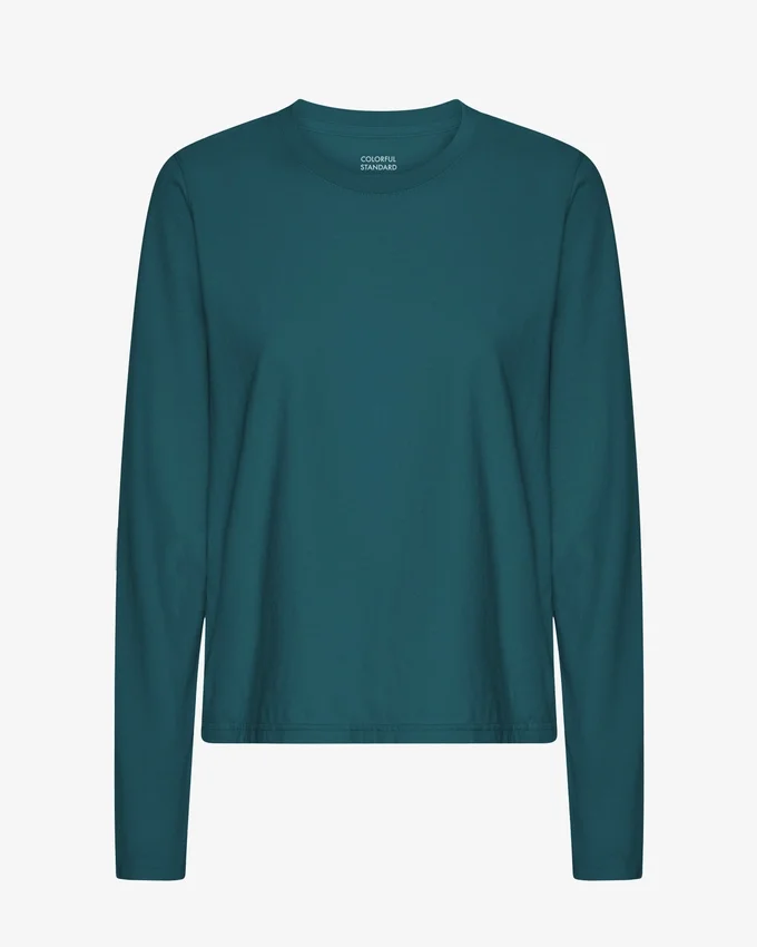 Damen-Bio-T-Shirt mit langen Ärmeln – Ozeangrün