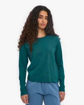 Damen-Bio-T-Shirt mit langen Ärmeln – Ozeangrün