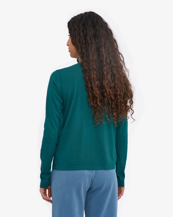 Damen-Bio-T-Shirt mit langen Ärmeln – Ozeangrün