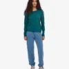 Damen-Bio-T-Shirt mit langen Ärmeln – Ozeangrün