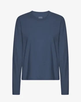 Damen-Bio-T-Shirt mit langen Ärmeln – Petrolblau