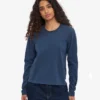Damen-Bio-T-Shirt mit langen Ärmeln – Petrolblau
