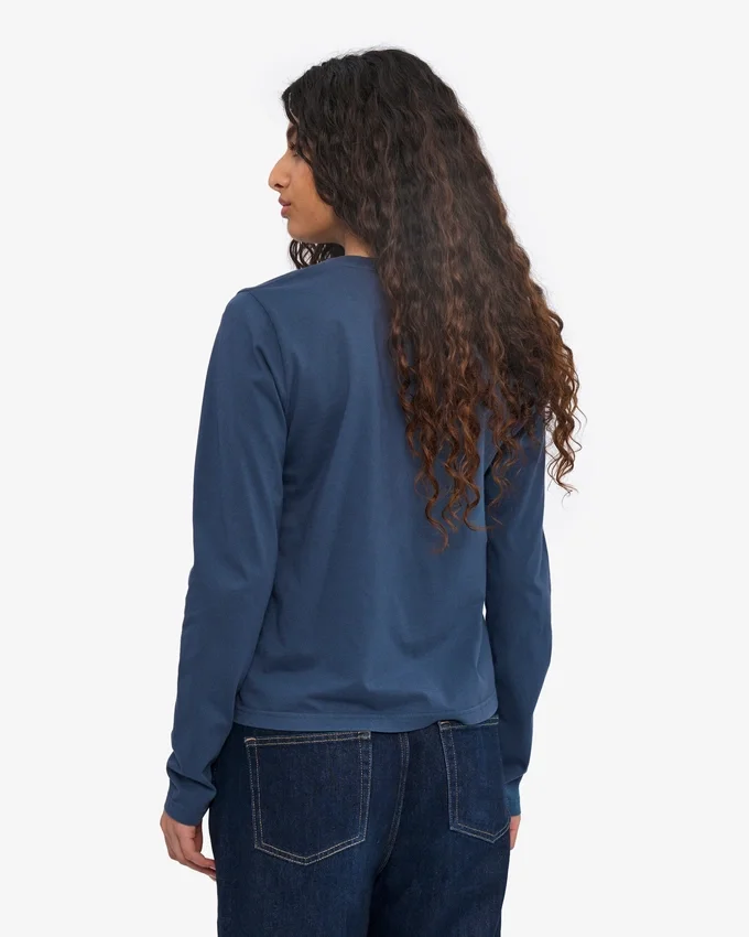 Damen-Bio-T-Shirt mit langen Ärmeln – Petrolblau