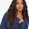 Damen-Bio-T-Shirt mit langen Ärmeln – Petrolblau