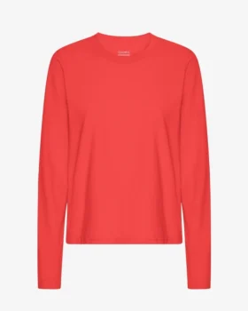 Damen-Bio-T-Shirt mit langen Ärmeln – Red Tangerine