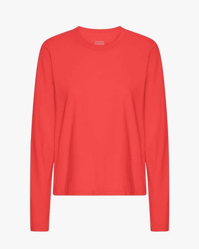 Damen-Bio-T-Shirt mit langen Ärmeln – Red Tangerine