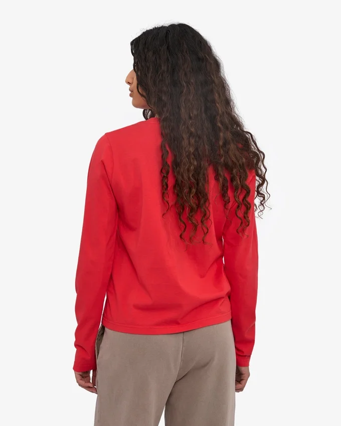 Damen-Bio-T-Shirt mit langen Ärmeln – Red Tangerine