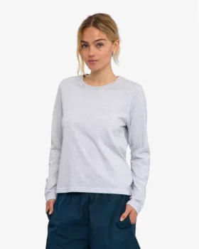 Damen-Bio-T-Shirt mit langen Ärmeln – Snow Melange