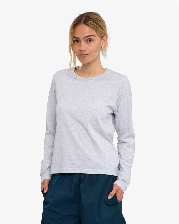 Damen-Bio-T-Shirt mit langen Ärmeln – Snow Melange