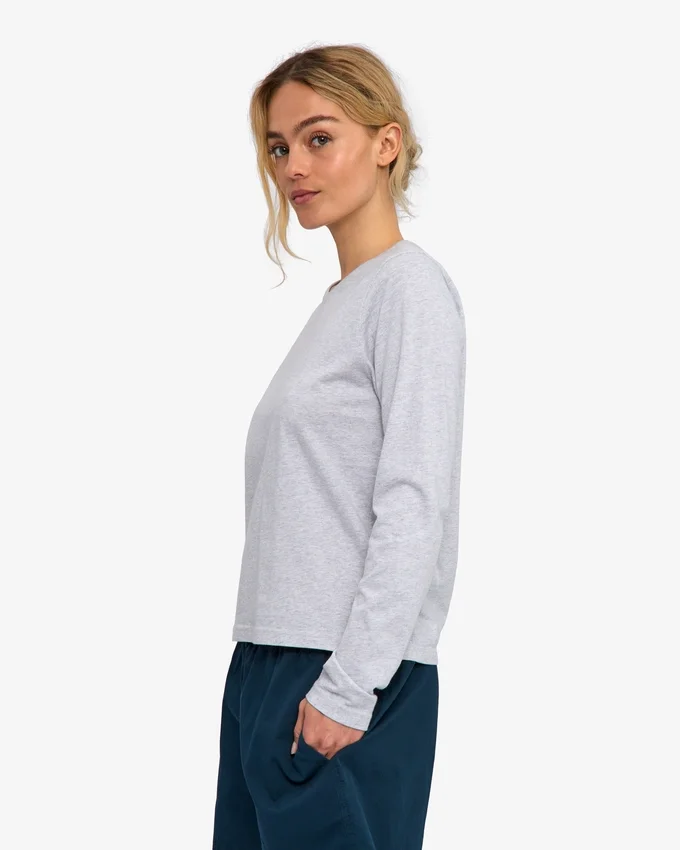 Damen-Bio-T-Shirt mit langen Ärmeln – Snow Melange