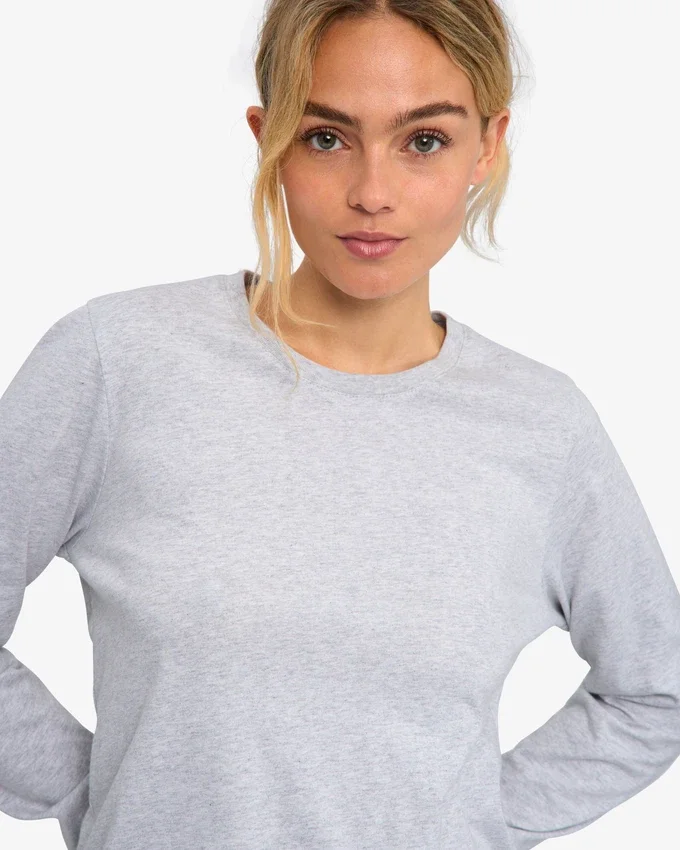 Damen-Bio-T-Shirt mit langen Ärmeln – Snow Melange