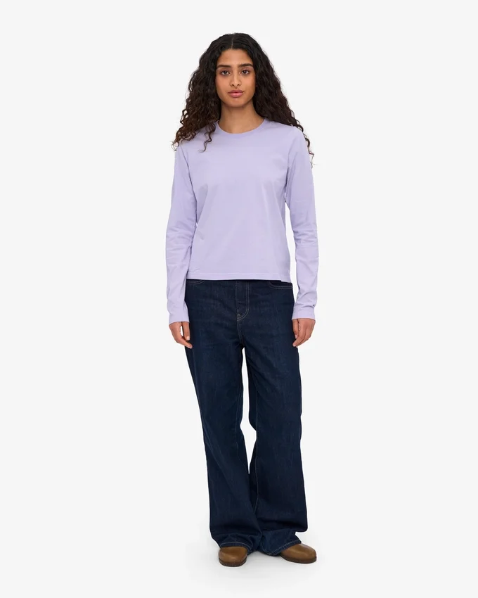 Damen-Bio-T-Shirt mit langen Ärmeln – Soft Lavender