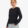 Damen-Bio-T-Shirt mit langen Ärmeln – Tiefschwarz