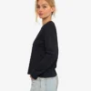 Damen-Bio-T-Shirt mit langen Ärmeln – Tiefschwarz