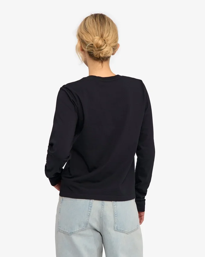 Damen-Bio-T-Shirt mit langen Ärmeln – Tiefschwarz