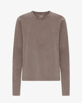 Damen-Bio-T-Shirt mit langen Ärmeln – verblasstes Khaki