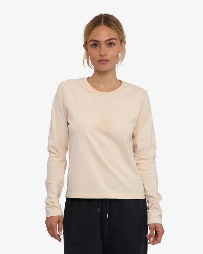 Damen-Bio-T-Shirt mit langen Ärmeln – verblasstes Khaki