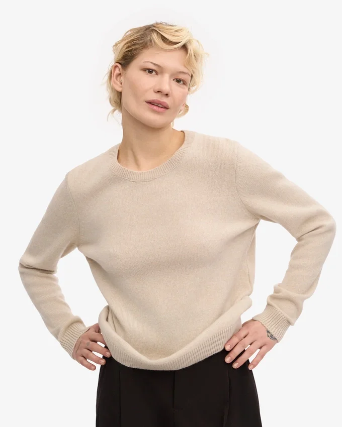 Damen Classic Crew-Socken aus Merinowolle – Elfenbeinweiß