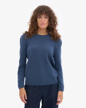 Damen Classic Merinowolle-Pullover – Petrolblau
