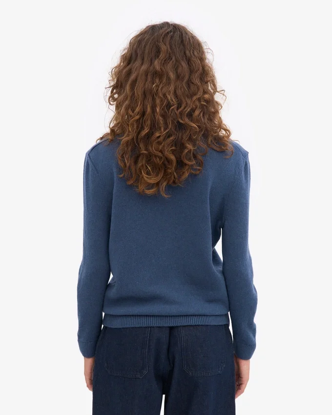 Damen Classic Merinowolle-Pullover – Petrolblau