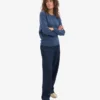 Damen Classic Merinowolle-Pullover – Petrolblau