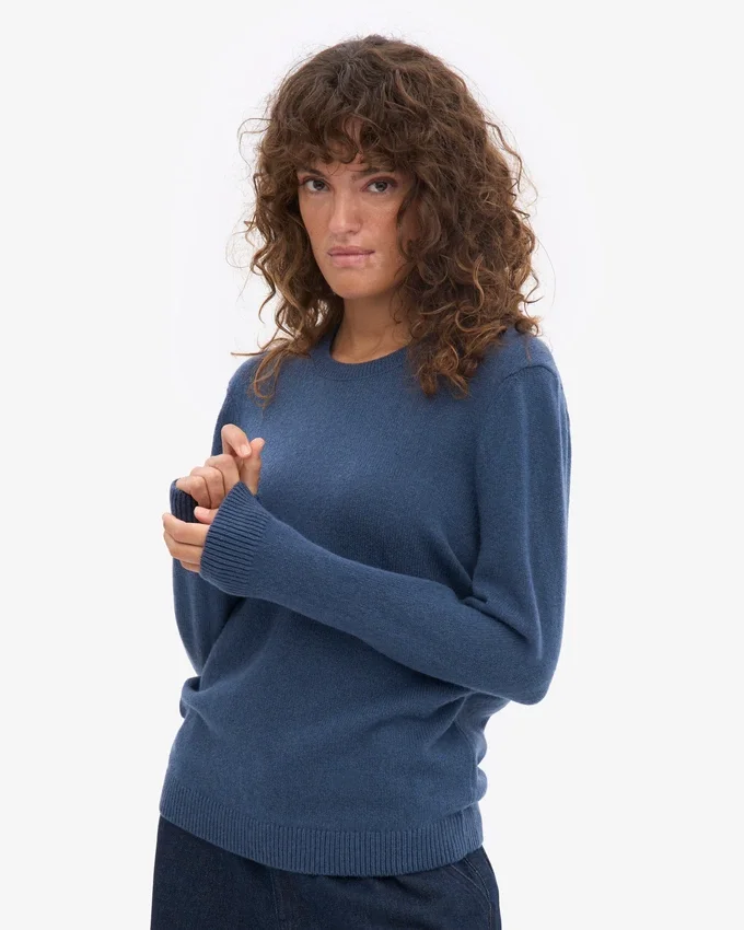 Damen Classic Merinowolle-Pullover – Petrolblau