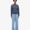 Damen Classic Organic Bio-Pullover – Petrolblau