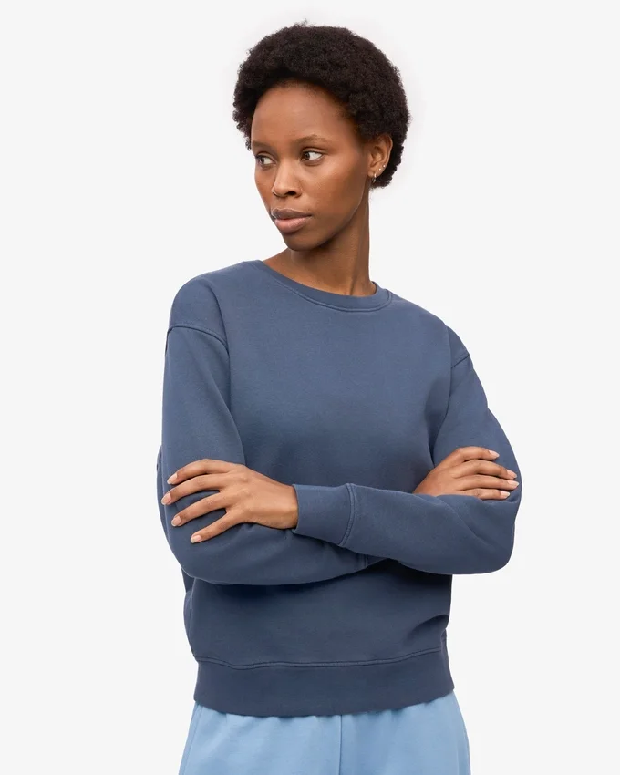 Damen Classic Organic Bio-Pullover – Petrolblau